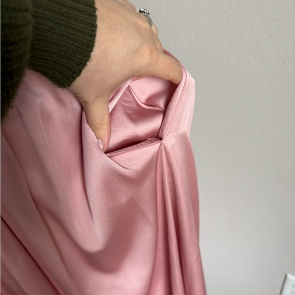 NWT White Vera Wang Ballet Pink Satin One Shoulder Bridesmaid Dress Womens 12 - Picture 4 of 9